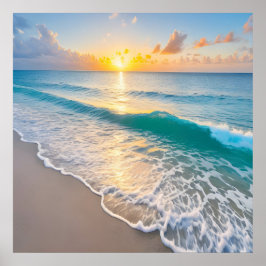 ビーチ夕日 ポスター