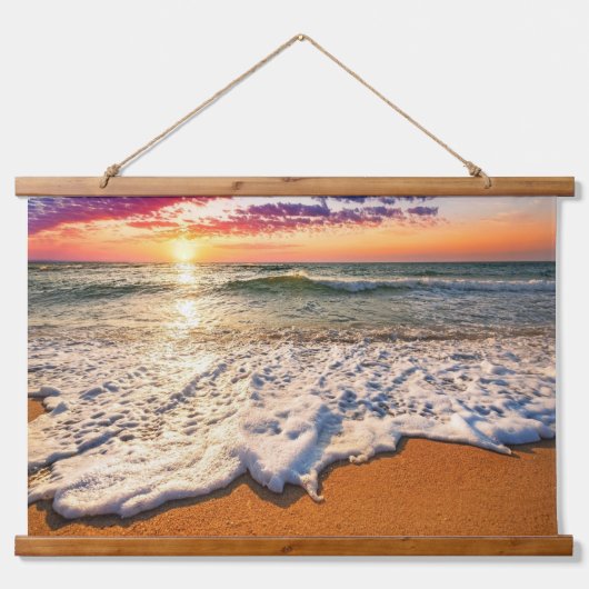 ビーチ夕日 吊り下げ型タペストリー (正面)