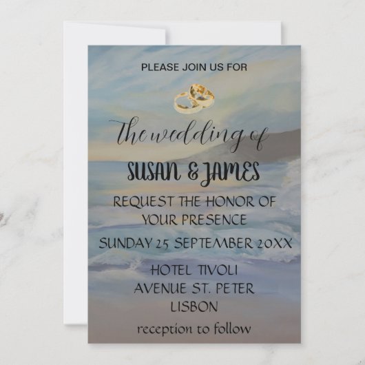 ビーチ夕日 招待状 (正面)