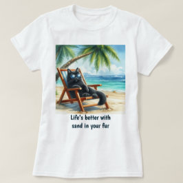 ビーチ大好き猫好きさんへより良いライフ Tシャツ