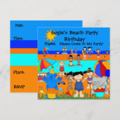 ビーチ女子会お誕生日パーティーのご招待 招待状 (正面/裏面)