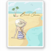 ビーチ女 シール (正面)