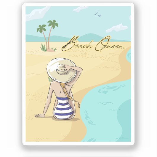 ビーチ女 シール (正面)