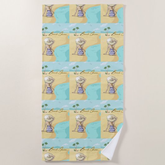 ビーチ女 ビーチタオル (正面)