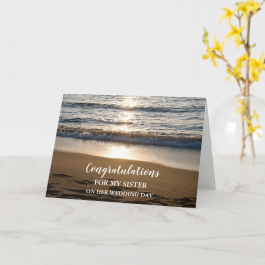 ビーチ姉妹結婚式の日おめでとう カード (黄色い花)
