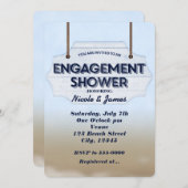 ビーチ婚約シャワーホワイトウッド招待状 招待状 (正面/裏面)