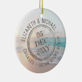 ビーチ婚約パスポートスタンプ宛先 セラミックオーナメント (右)