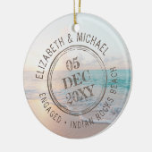 ビーチ婚約パスポートスタンプ宛先 セラミックオーナメント (左)