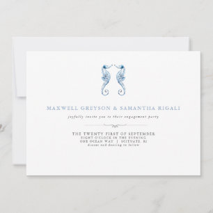 ビーチ婚約パーティ招待状水色 招待状