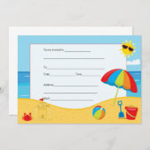 ビーチ子供の誕生日招待状入力 招待状 (正面/裏面)
