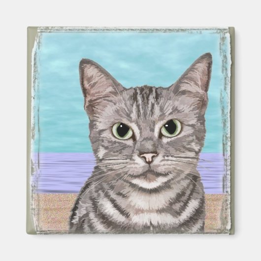 ビーチ子猫磁石 マグネット (正面)