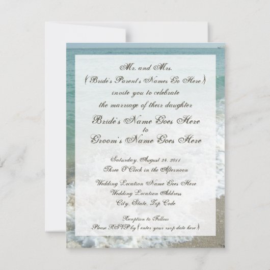 ビーチ宛先ウェディングサンドハート中サイズ 招待状 (裏面)