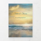 ビーチ宛先ウェディングトリフォールド招待状 三つ折り招待状 (カバー)