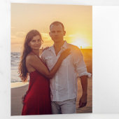 ビーチ宛先ウェディングトリフォールド招待状 三つ折り招待状 (内部最初)