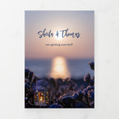 ビーチ宛先ウェディングトリフォールド招待状 三つ折り招待状 (カバー)