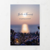 ビーチ宛先ウェディングトリフォールド招待状 三つ折り招待状 (カバー)