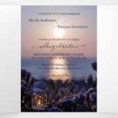 ビーチ宛先ウェディングトリフォールド招待状 三つ折り招待状 (内部中)