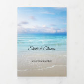 ビーチ宛先ウェディングトリフォールド招待状 三つ折り招待状 (カバー)