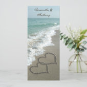 ビーチ宛先ウェディング招待状、2ハート 招待状 (スタンド正面)