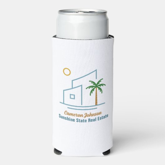 ビーチ実在エステート会社かわいいカスタマイズ スリム缶クーラー (Seltzer正面)
