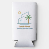 ビーチ実在エステート会社かわいいカスタマイズ スリム缶クーラー (裏面)