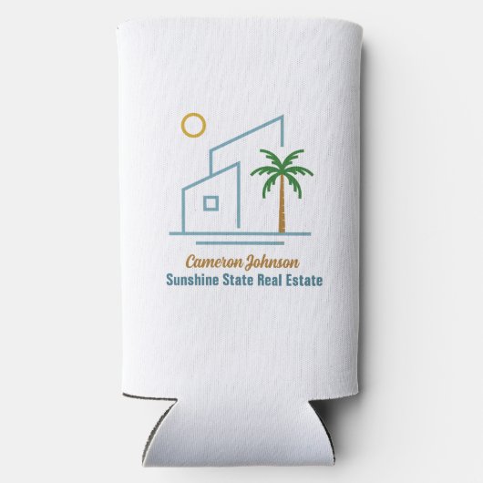 ビーチ実在エステート会社かわいいカスタマイズ スリム缶クーラー (裏面)