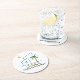 ビーチ実在エステート会社かわいいカスタマイズ ラウンドペーパーコースター
