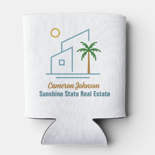 ビーチ実在エステート会社かわいいカスタマイズ 缶クーラー (裏面)