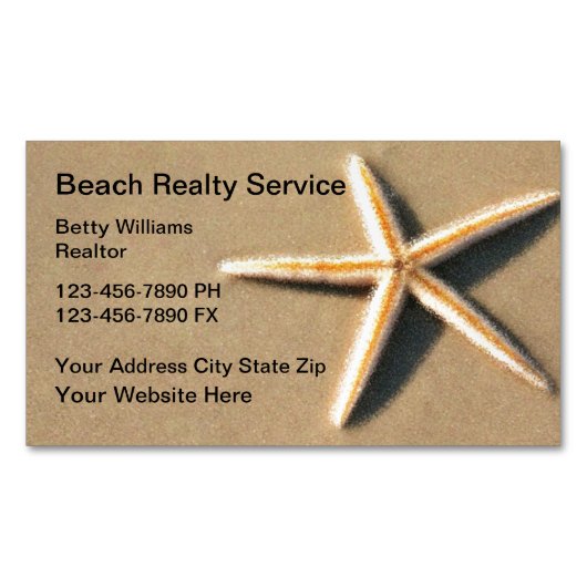 ビーチ実在エテートスターフィッシュデザイン マグネット名刺 (正面)