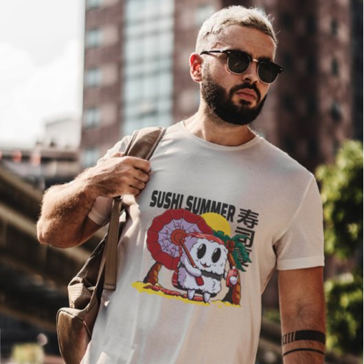 ビーチ寿司漫画食 Tシャツ