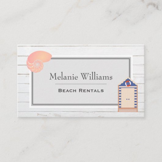 ビーチ小屋の遊歩道のビーチのレンタル 名刺 (正面)