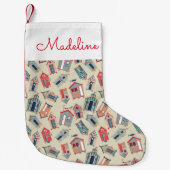 ビーチ小屋パターン|はあなたの名前を加えます スモールクリスマスストッキング (正面)