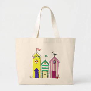 ビーチ小屋1匹のイラストレーション ラージトートバッグ