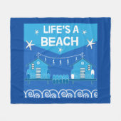 ビーチ小屋 |ビーチホーム |サーフィン |木製の海ボー フリースブランケット (正面(横))