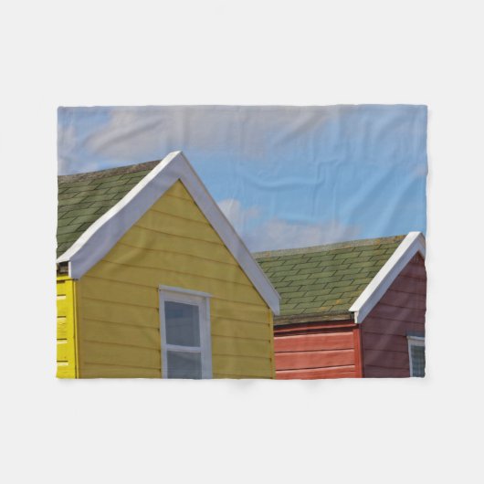 ビーチ小屋| Southwold、イギリス フリースブランケット (正面(横))