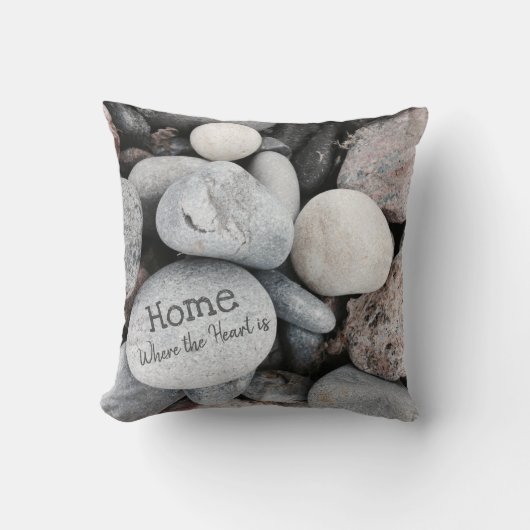 ビーチ小石写真自然グッドモーニング クッション (正面)