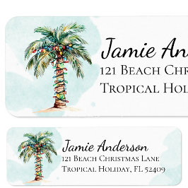 ビーチ差出人住所ラベル | クリスマスパームツリー ラベル