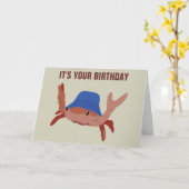 ビーチ帽おもしろい貝誕生日 カード (黄色い花)