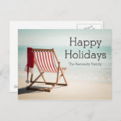 ビーチ帽付きサンタ椅子 シーズンポストカード (正面/裏面)