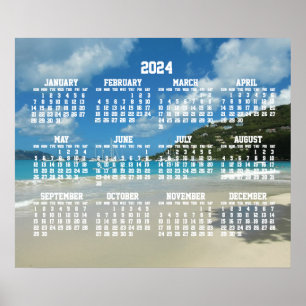 ビーチ年カレンダー2024フォトポスター付き ポスター