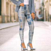 ビーチ幾何学水色パターンレギンス