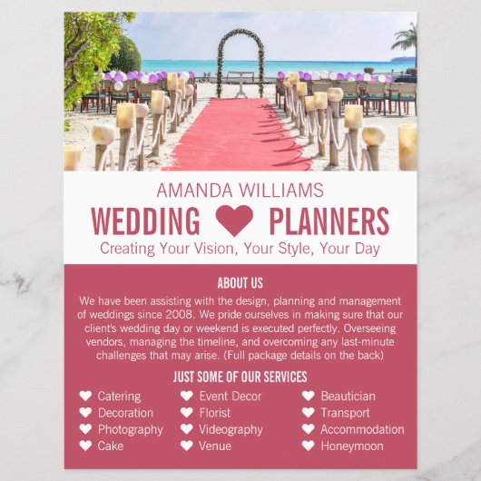 ビーチ式結婚のイベントプランナー広告 チラシ (正面)