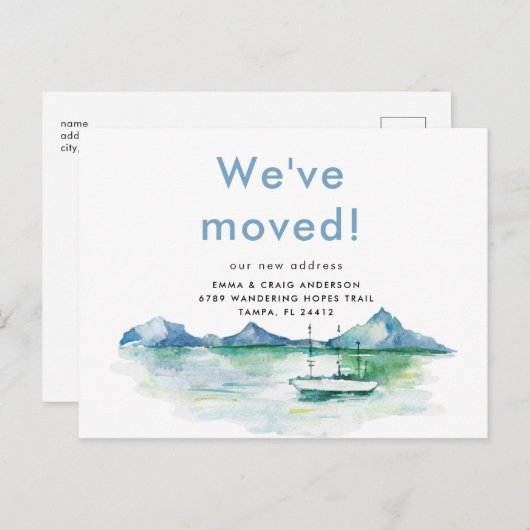 ビーチ引っ越しましたはがき ポストカード (正面/裏面)
