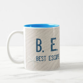 ビーチ引用文とヒトデ ツートーンマグカップ