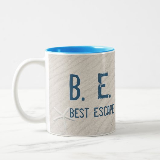 ビーチ引用文とヒトデ ツートーンマグカップ (左)