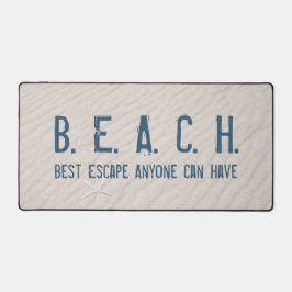 ビーチ引用文とヒトデ デスクマット