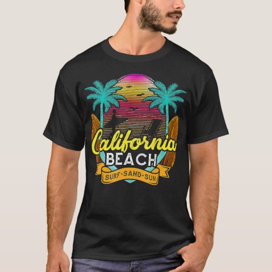 ビーチ引用文カリフォルニアビーチサーフサンドサン Tシャツ (正面)
