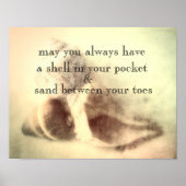 ビーチ引用文ポスターと貝殻写真アート ポスター (正面)