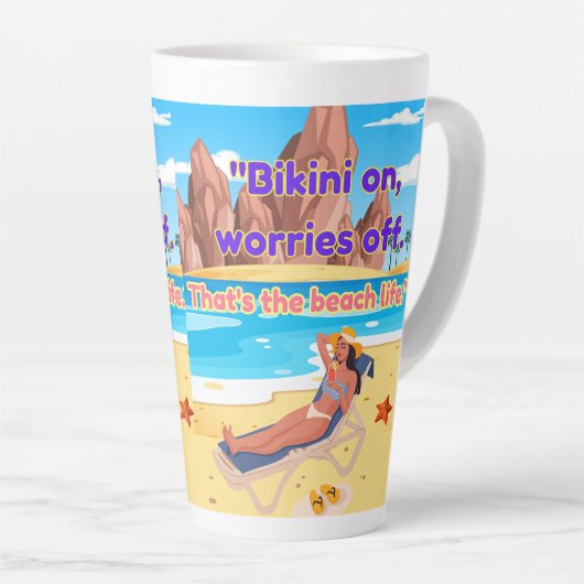 ビーチ引用文 カフェラテマグ (右アングル)