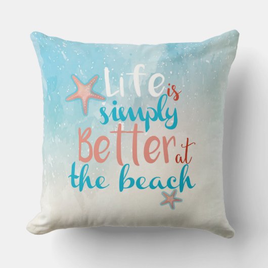 ビーチ引用文「人生は単にビーチで良い」 クッション (正面)